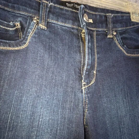White House Black Market Women's Denim Jeans Slim Ankle Flat Front Blue Size 10R - Picture 3 of 10